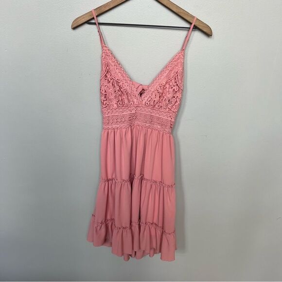 ECOWISH‎ Womens V-Neck Spaghetti Strap Bowknot Backless Sleeveless Lace Mini - Picture 3 of 15